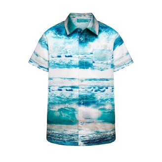 Рубашка с набивным рисунком для мальчика, цвет ярко-синий