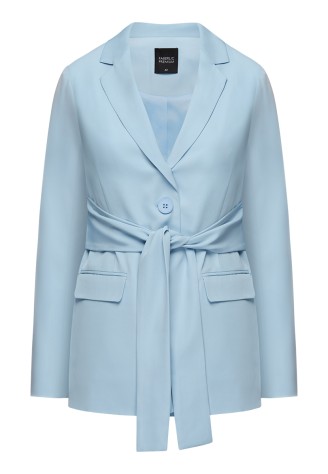 Жакет с поясом, цвет светло-голубой