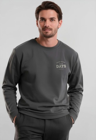 Мужской свитшот-лонгслив с принтом «Days», цвет графит