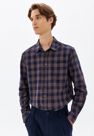 Рубашка в клетку для мужчины, цвет светло-коричневый