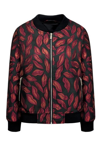 Куртка-бомбер с жаккардовым рисунком, цвет алый
