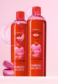 Гель для душа «Клубничный макарун» Beauty Cafe