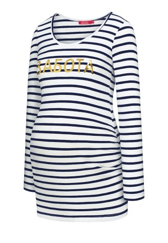 Фуфайка трикотажная с длинным рукавом, цвет белый с синим