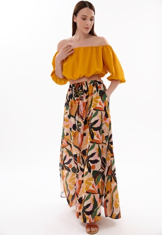 Юбка макси с принтом «Тропики»