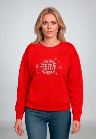 Женский свитшот с принтом Fun And Festive Weekend, цвет красный