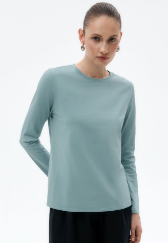 Женская футболка-лонгслив, цвет светло-бирюзовый