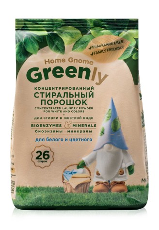 Концентрированный стиральный порошок для белого и цветного Home Gnome Greenly