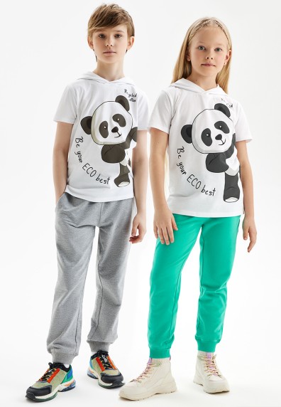 Футболка ECO cotton с принтом для девочек и мальчиков, цвет белый