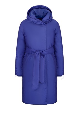 Пальто утепленное с поясом, цвет синий