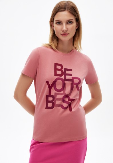 Футболка с принтом BE YOUR BEST, цвет пыльно-розовый