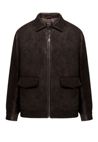 Утепленная куртка из экокожи для мужчины, цвет темно-коричневый