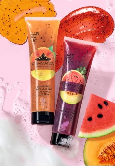 Пенящийся витаминный гель-скраб для тела «Арбуз и дыня» Vitamania