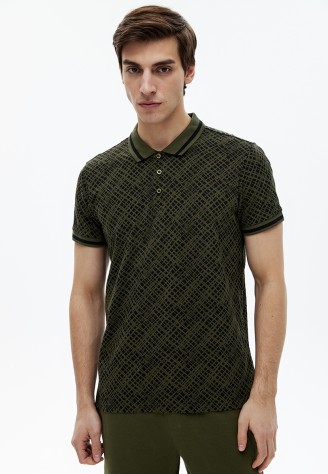 Поло с принтом для мужчины, цвет хаки