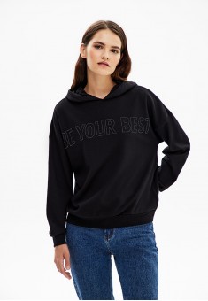 Толстовка «BE YOUR BEST» со стразами, цвет черный