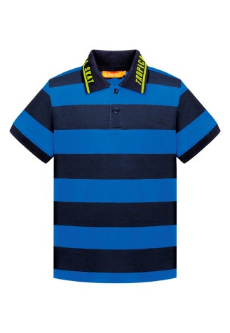Поло в полоску для мальчика, цвет темно-синий
