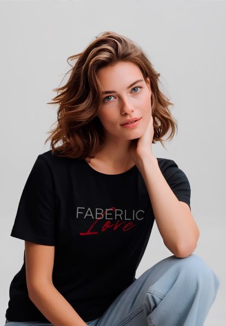Футболка женская с принтом «Faberlic Love» цвет черный