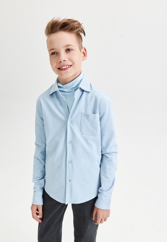 Трикотажная рубашка из пике для мальчика, цвет голубой
