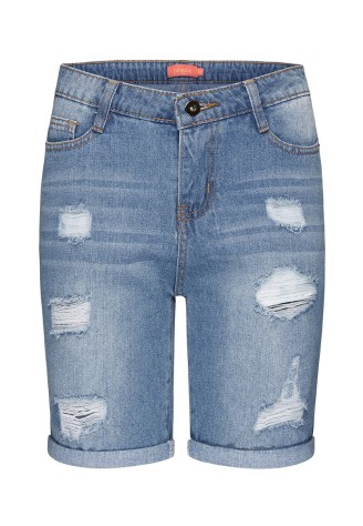 Джинсовые шорты с потертостями, цвет голубой