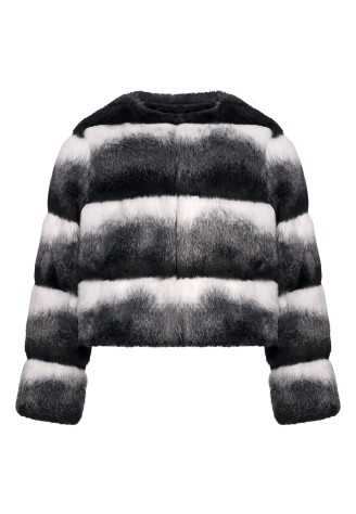 Полушубок из экомеха для девочки, цвет черно-белый