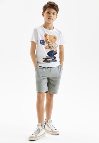 Шорты из футера для мальчика, цвет светло-серый меланж