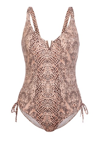 Слитный купальник, принт под кожу питона