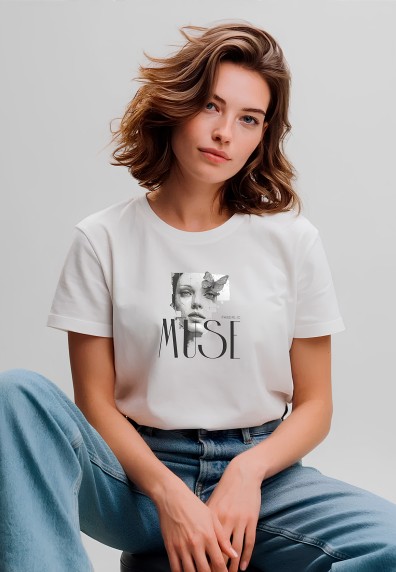 Футболка женская, с принтом «Muse» цвет белый