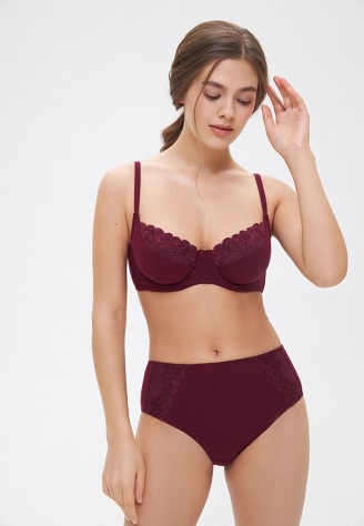 Трусы-слипы с завышенной талией, цвет бордовый