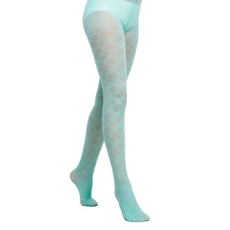 Фантазийные детские колготки с цветочным жаккардовым узором SD130, плотность 20 den, цвет мятный