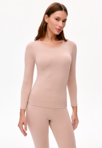 Женский лонгслив, цвет бежевый