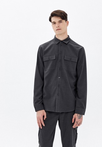 Рубашка для мужчины, цвет тёмно-серый меланж