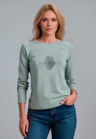 Лонгслив с принтом «Sweet love», цвет серая мята