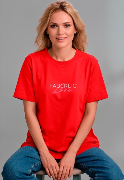 Футболка оверсайз с принтом «Faberlic love», цвет красный