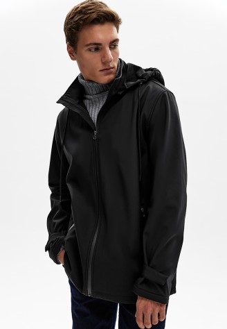 Утепленная ветровка с начёсом для мужчины, цвет черный