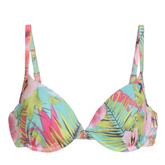 Лиф пуш-ап, цвет бирюзовый с принтом