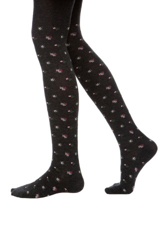 Эластичные детские колготки с цветочным принтом SD150, плотность 100 den, цвет серый