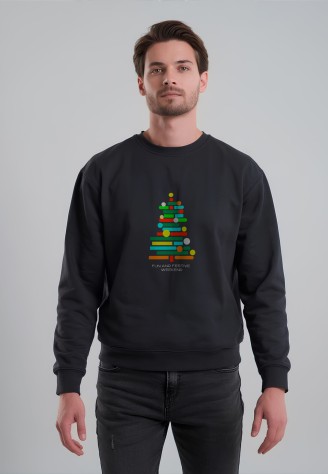 Мужской свитшот с принтом Festive, цвет черный