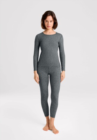 Женский лонгслив, цвет черный меланж