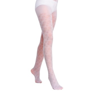 Фантазийные детские колготки с цветочным жаккардовым узором SD127, плотность 20 den, цвет белый