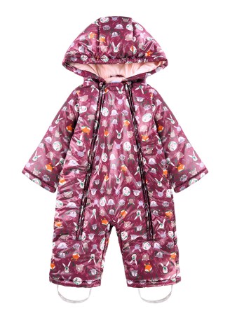 Утепленный комбинезон с набивным рисунком, цвет розовый