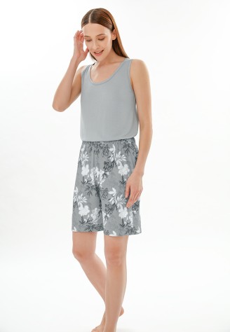 Шорты с флоральным принтом, цвет голубой