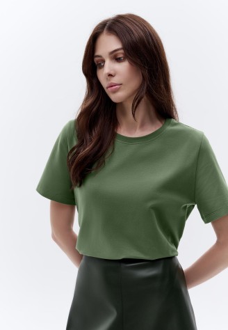 Женская футболка прямого силуэта, цвет хаки