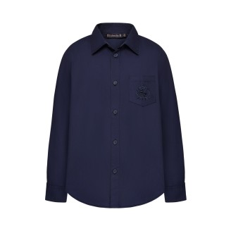 Рубашка с вышивкой для мальчика, цвет темно-синий