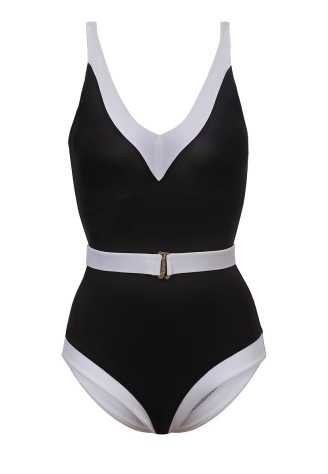 Слитный купальник, цвет чёрно-белый