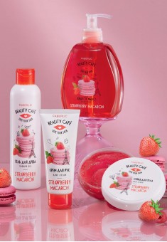 Жидкое мыло для рук «Клубничный макарун» Beauty Cafe