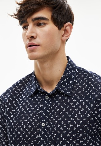 Рубашка с принтом для мужчины, цвет темно-синий