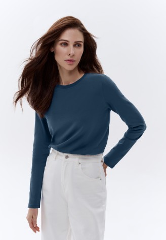 Женская футболка-лонгслив, цвет морской синий