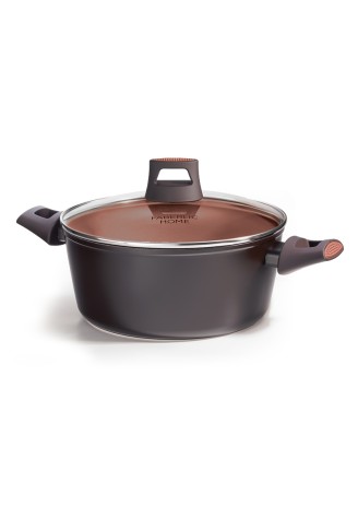 Кастрюля с антипригарным покрытием, цвет терракотовый, 24 см