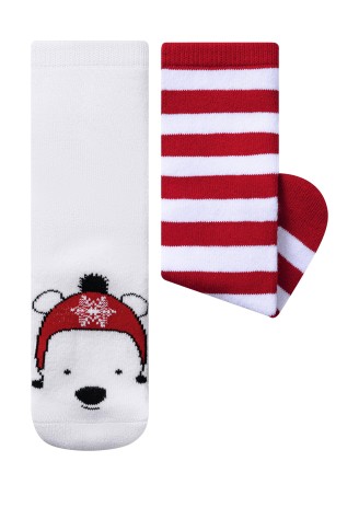 Детские хлопковые носки с принтом, красный/ белый