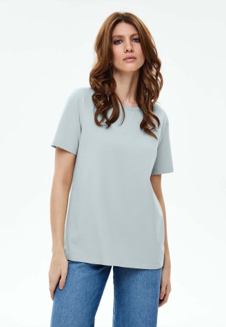Женская футболка с декором, цвет голубой