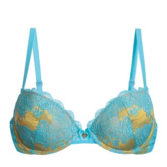Бюстгальтер пуш-ап «Карнавал», цвет желто-бирюзовый